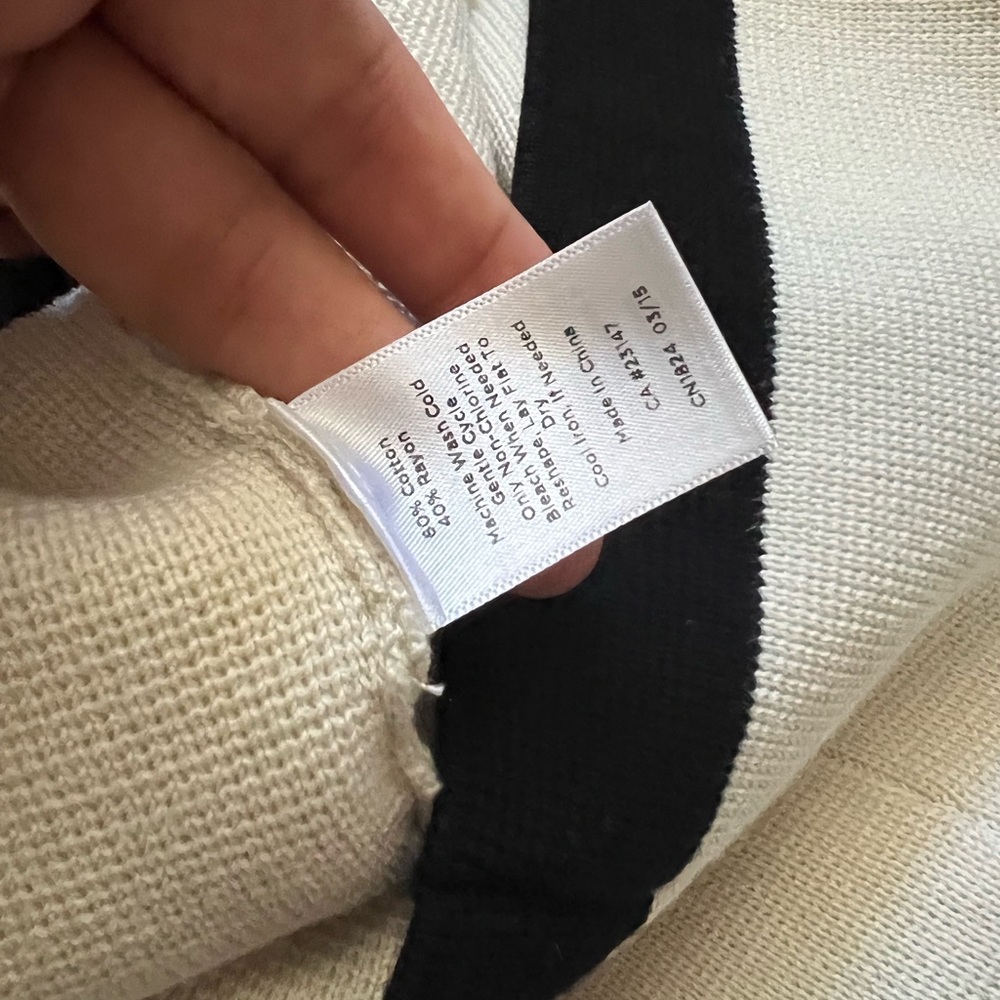 Talbots French black and white line cardigan usa Medium petite - Picture 6 of 12